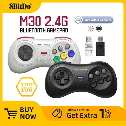 8BitDo M30 2.4G Wireless Gamepad – Sega Genesis & Mega Drive Mini Compatible Original Retro Controller for Classic Gaming