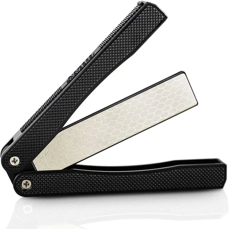 Double-Sided Diamond Knife Sharpener – Foldable Pocket Sharpening Stone for Fast, Professional Kitchen Blade Grinding