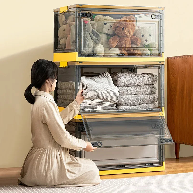 Foldable Transparent Storage Trunk — Large Capacity Plastic Organizer Box for Home, Wardrobe, and Clothes Storage