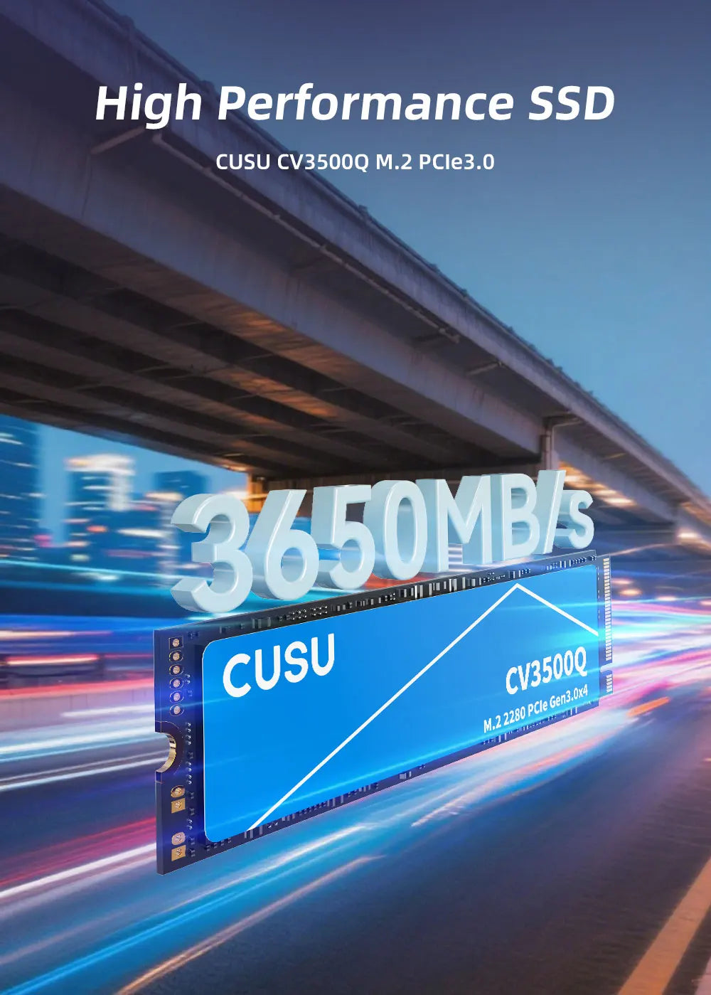 CUSU M.2 NVMe SSD – 256GB/512GB/1TB/2TB PCIe 3.0 x4 Internal Solid State Drive