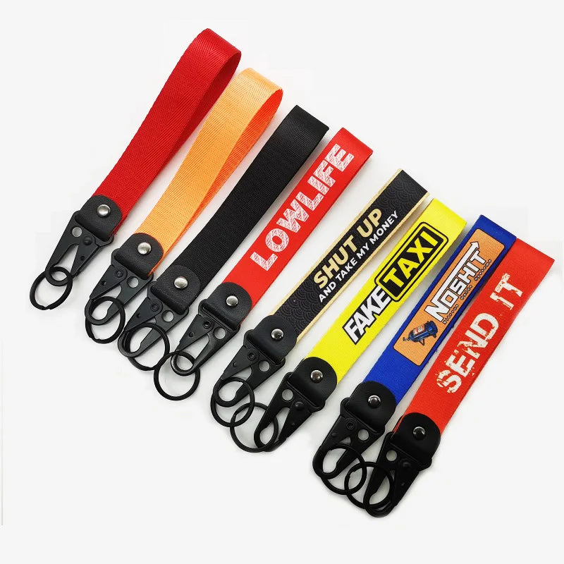 Motor Racing Webbing Wrist Lanyard Keychain – Paracord Rope Hand Strap for Motorcycle, Car Keys, Camping & Outdoor Use