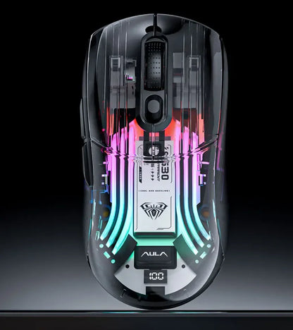 Aula SC630 Custom Gaming Mouse – 3-Mode 2.4G/Bluetooth/USB with Charging Base, Energy-Saving Esports Mouse for PC