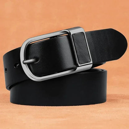 Genuine Leather Men's Belt – High-Quality Buckle, Cowskin Casual & Business Waistband, Cowboy Fashion Designer 2024 New