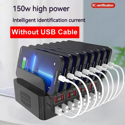 150W Universal Multi USB Fast Charger – 16-Port 3.5A Max Charging Station Stand for iPad, iPhone 14/13, Samsung S22, Xiaomi Tablet
