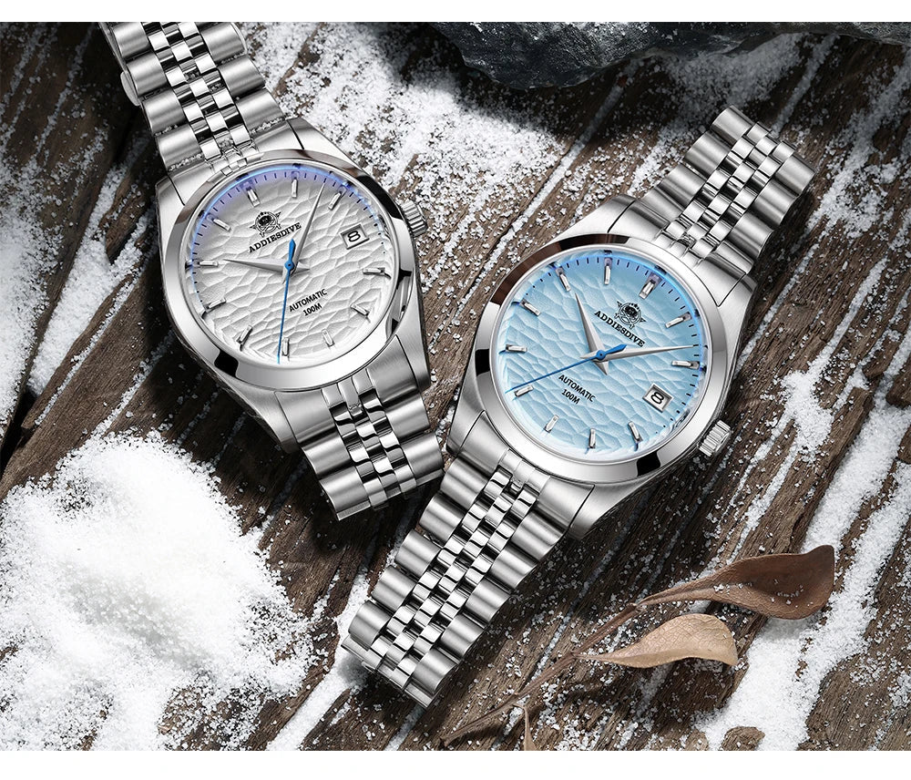 ADDIESDIVE 2024 Luxury Couple Watches – Sapphire Crystal Automatic Mechanical NH35A Steel Wristwatch for Men & Women Gift