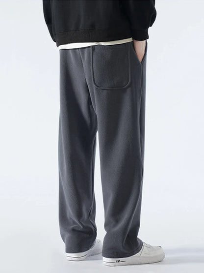 Winter Men’s Korean Fashion Fleece Sweatpants – Thick Warm Wide Leg Loose Thermal Track Pants