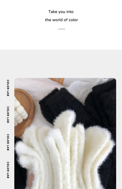 Mink Velvet Thermal Socks — Thick Plush Coral Velvet Floor Socks for Women & Men, Autumn Winter Warm Black White