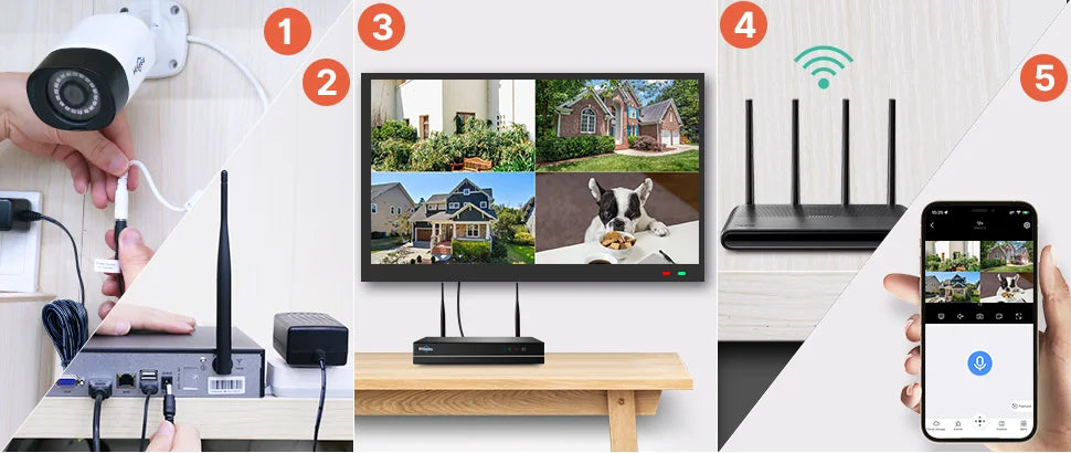 Hiseeu 10CH 5MP WiFi Security Camera System — H.265 NVR with Color Night Vision, Human Motion Detection & 2-Way Audio Outdoor Cameras