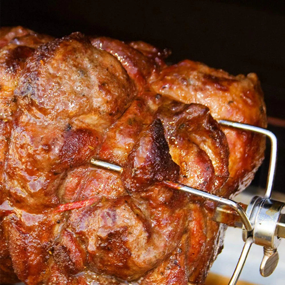 Electric BBQ Grill Spit Roaster – Outdoor Rotisserie Kit with 120cm Long Cable for Barbecue Grilling