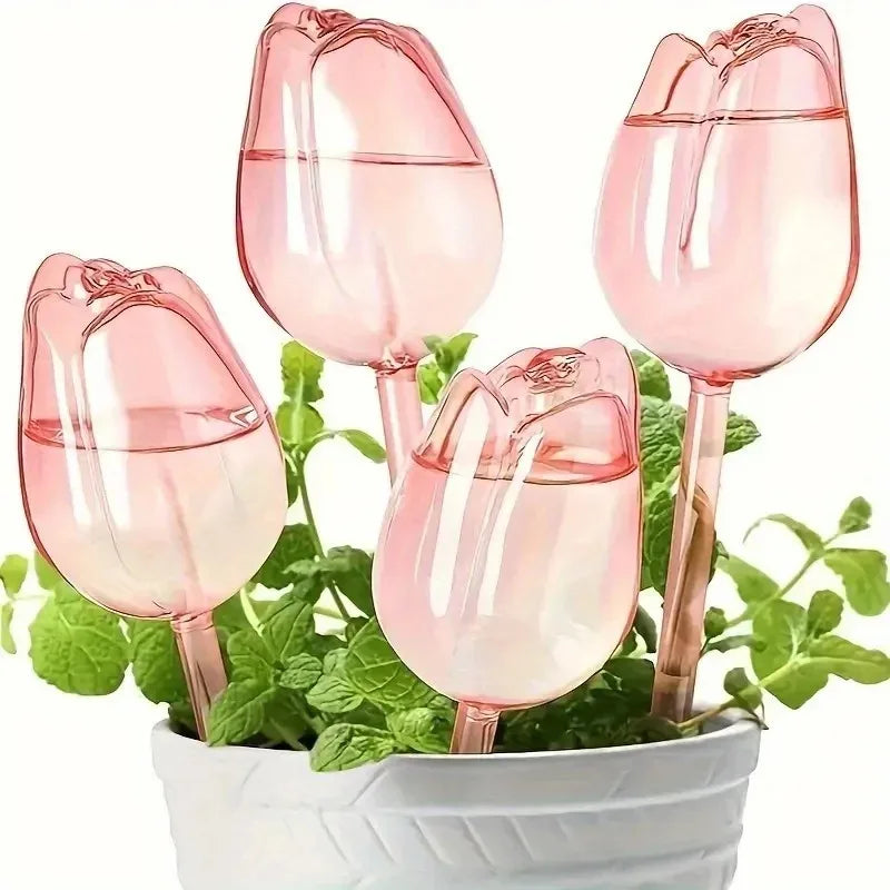 Pink Tulip Plant Watering Balls – Automatic Indoor & Outdoor Plant Drippers, Easy Self-Watering Gardening Tool