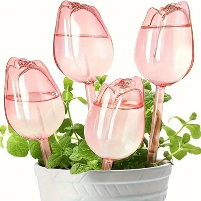 Pink Tulip Plant Watering Balls – Automatic Indoor & Outdoor Plant Drippers, Easy Self-Watering Gardening Tool