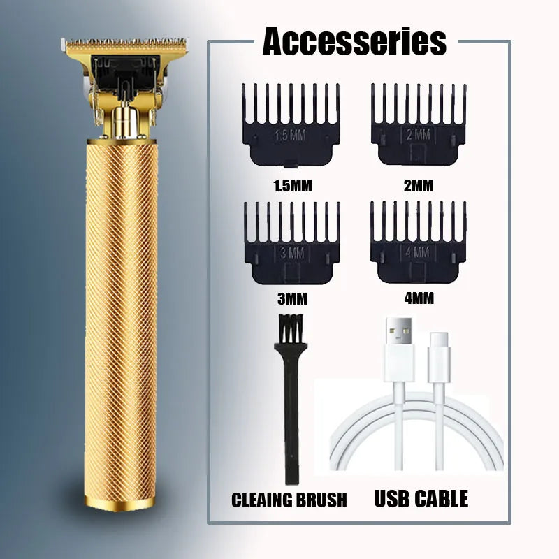 Vintage T9 Electric Hair Clipper, Rechargeable Professional Men’s Hair Cutting Machine, Barber Shaver & Beard Trimmer Tool