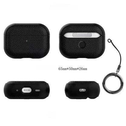 Leather Texture Case for Apple AirPods 1–4 & Pro — Protective Wireless Earphone Cover Anti-Lost