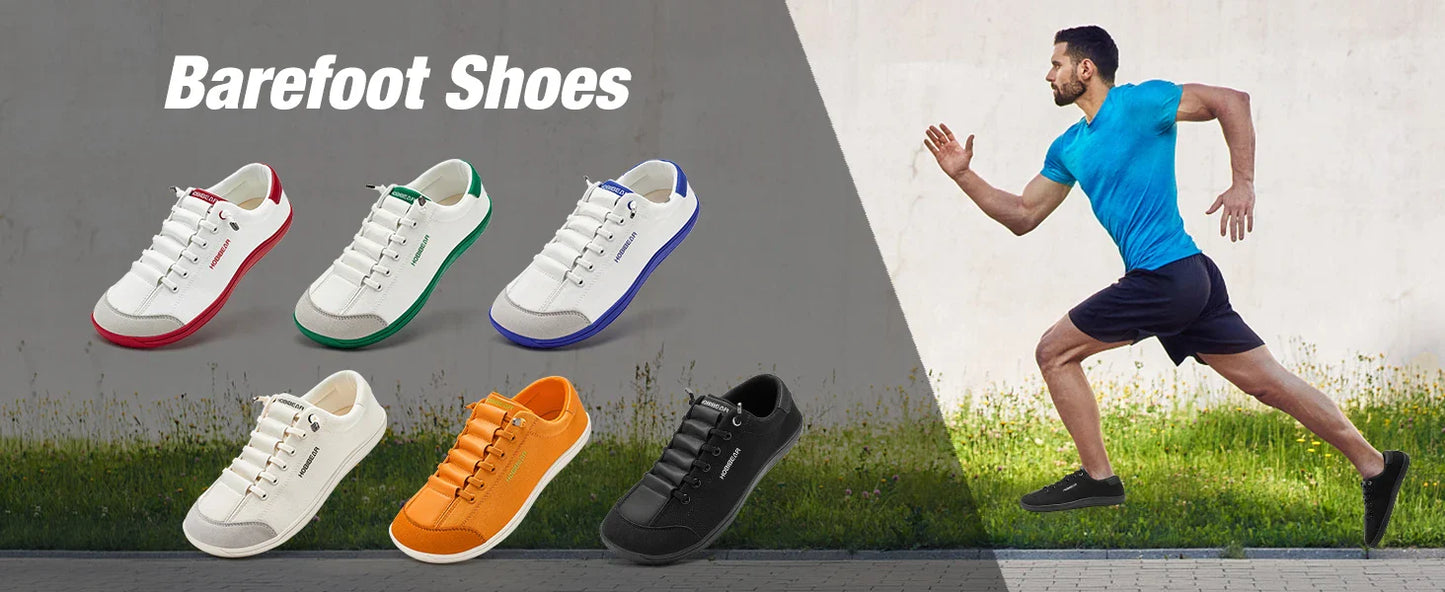 HOBIBEAR Zero Drop Barefoot Shoes – Wide Toe Minimalist Canvas Sneakers for Men & Women