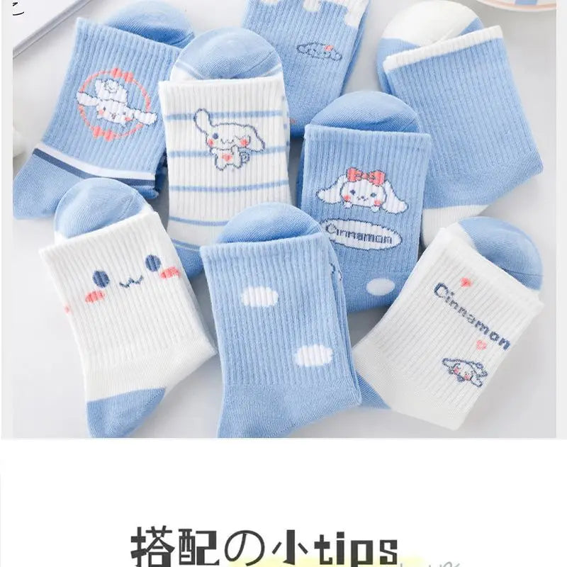 New Sanrio Cinnamoroll Cartoon Socks — Cute Unisex Mid-Calf Socks for Kids & Adults, Perfect for Autumn & Winter
