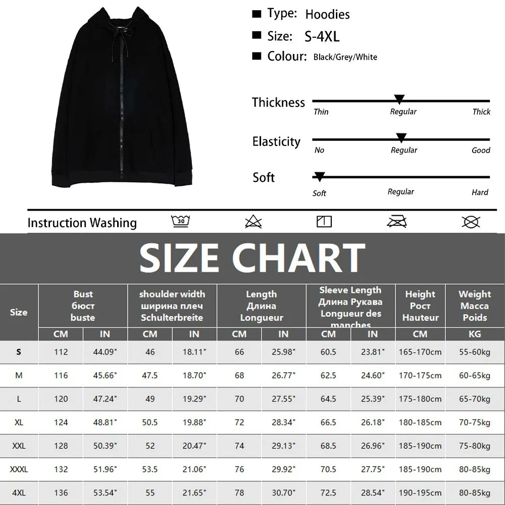 Men's Autumn Zipper Hoodie Jacket – Long Sleeve Loose Fit Casual Streetwear Coat