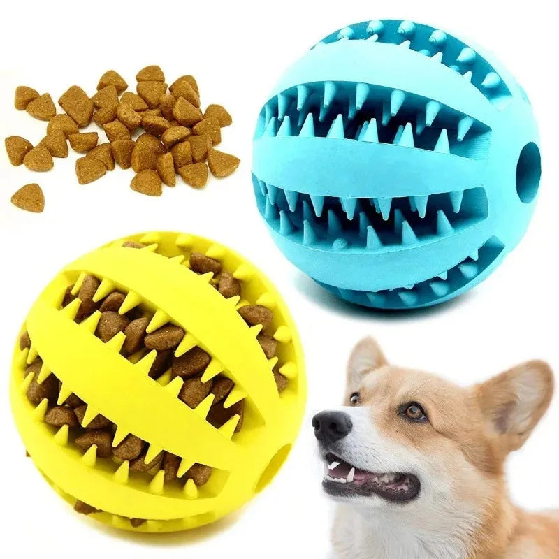 Natural Rubber Dog Chew Toy Ball – Extra Tough 5cm Interactive Tooth Cleaning Pet Treat & Training Toy