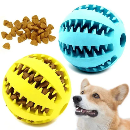 Natural Rubber Dog Chew Toy Ball – Extra Tough 5cm Interactive Tooth Cleaning Pet Treat & Training Toy