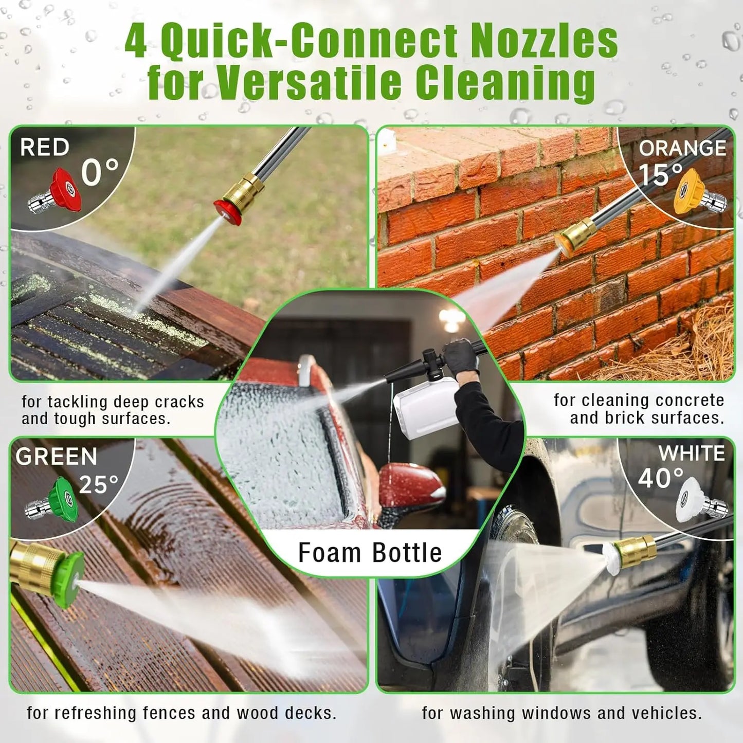 2200W Electric High Pressure Washer – 150 Bar with 4 Quick-Connect Nozzles & 10m Hose for Cars, Gardens & Terraces