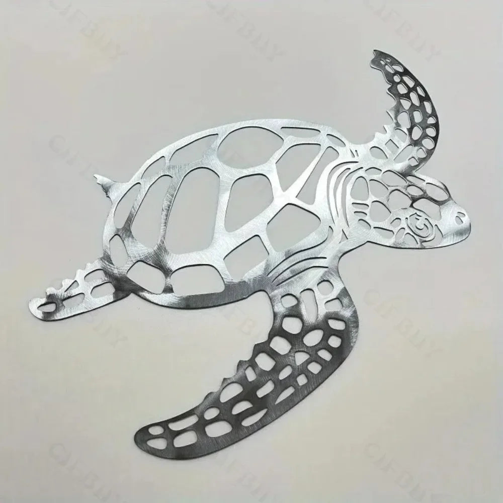 Metal Sea Turtle Wall Art – Beach-Themed Ornament for Indoor Living Room Decor & Wall Hanging