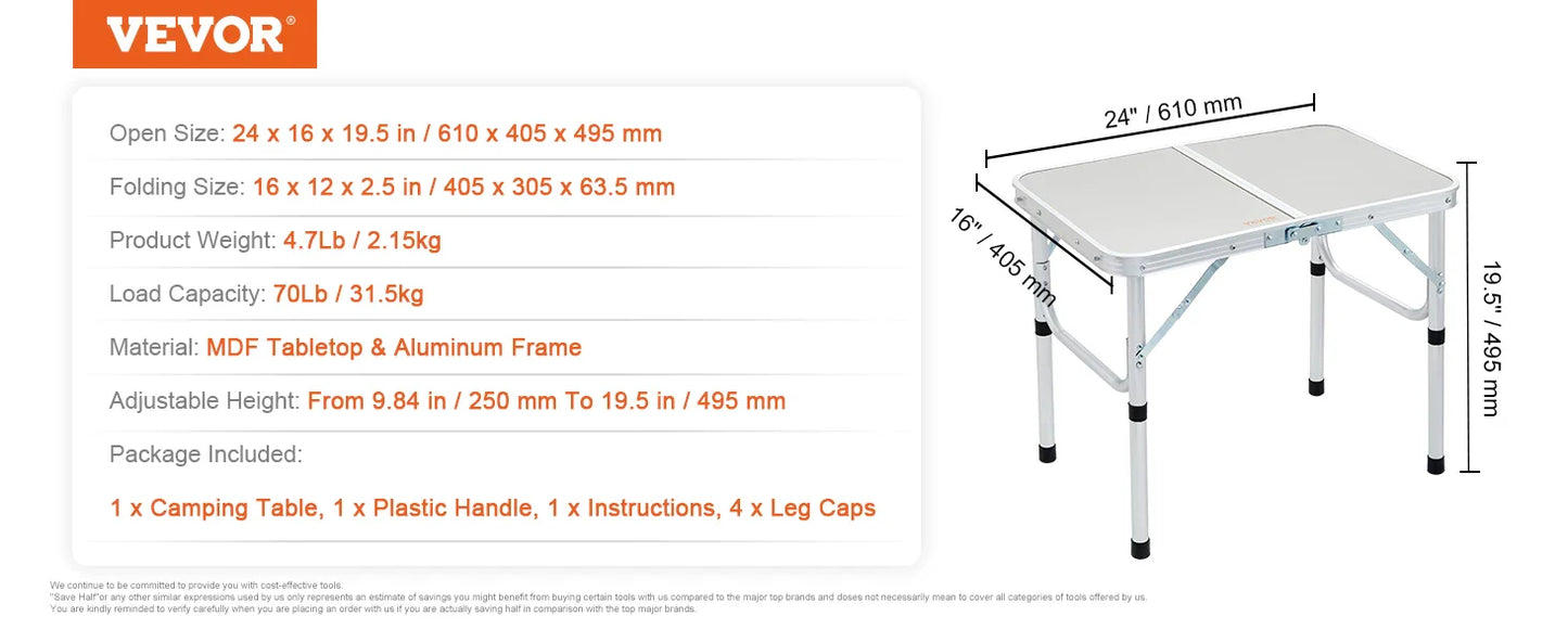Outdoor Portable Foldable Table – Ultralight Aluminum Camping & Picnic Table with High Bearing Capacity for Nature Hikes