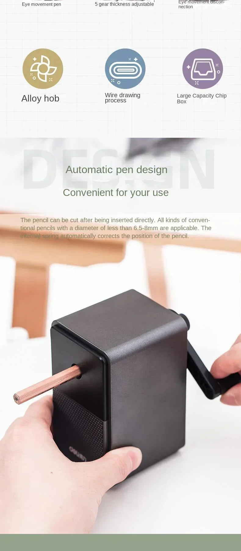 Adjustable Hand Crank Pencil Sharpener – Long-Lasting Blade Table Stationery Sharpener