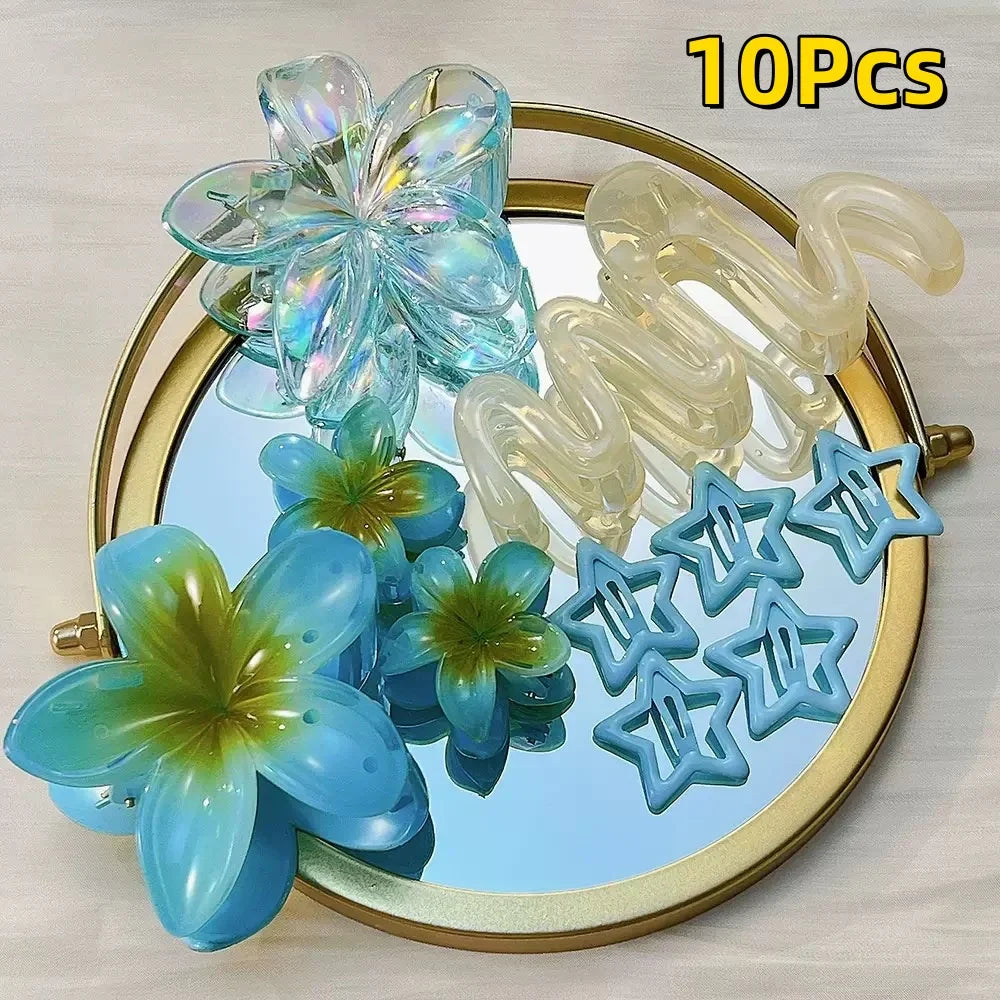 18Pcs Egg Flower Hair Clips | Gradient Candy Color Flowers, Shark Clips for Daily Ponytail Styling
