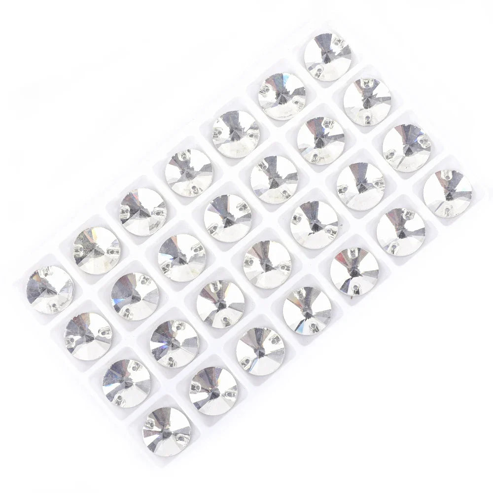 Crystal Rhinestone Flatback Beads - AB Round Shell Gems for DIY Crafts, Clothing & Wedding Decoration