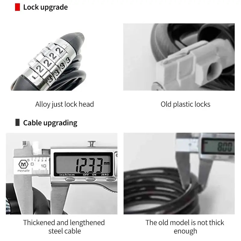 Bicycle 4-Digit Combination Wire Lock – Anti-Theft Mountain Bike & Motorcycle Security Cable Lock Flying Lock Design