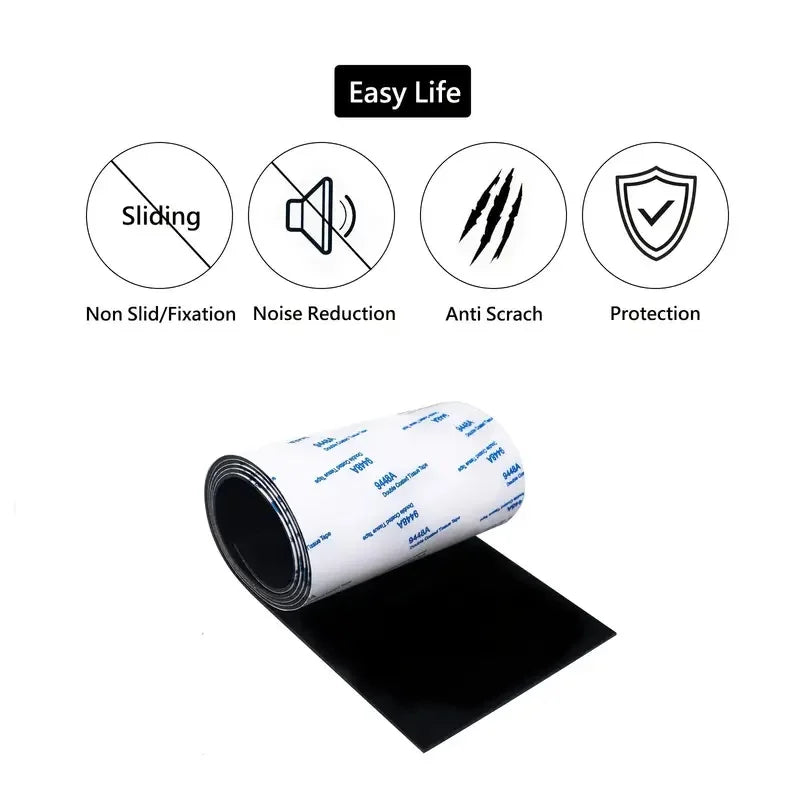Non-Slip Self Adhesive Silicone Furniture Pads – Cuttable 4x40 Inch Anti-Scratch Rubber Floor Protector Strips