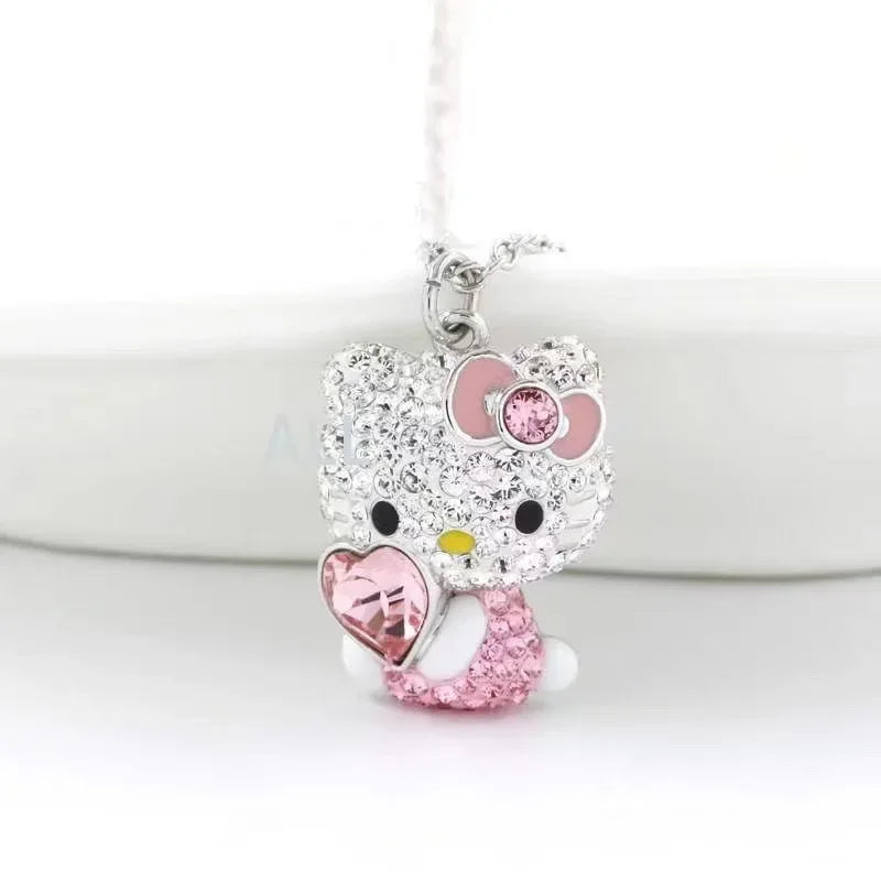 Sanrio Hello Kitty Necklace – Diamond Pendant Clavicle Chain for Girls | Birthday & Holiday Gift