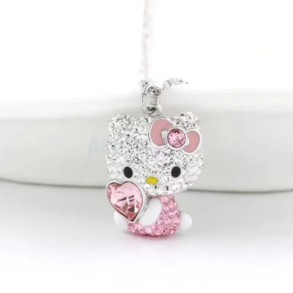 Sanrio Hello Kitty Necklace – Diamond Pendant Clavicle Chain for Girls | Birthday & Holiday Gift