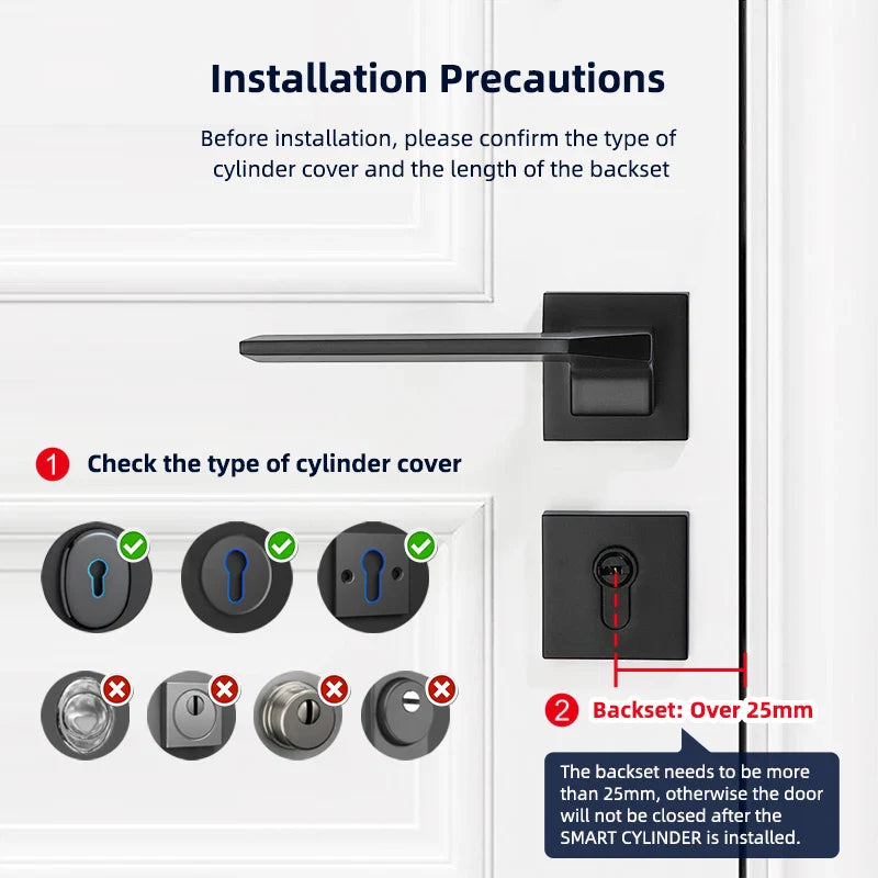 V1 Pro+ Smart Door Lock – TUYA App Adjustable Fingerprint, Password & RFID Cylinder for Home Security