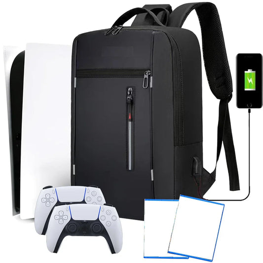 Multifunctional PS5 Console Backpack – Travel Carrying Case with USB Port for PlayStation 5 & Accessories