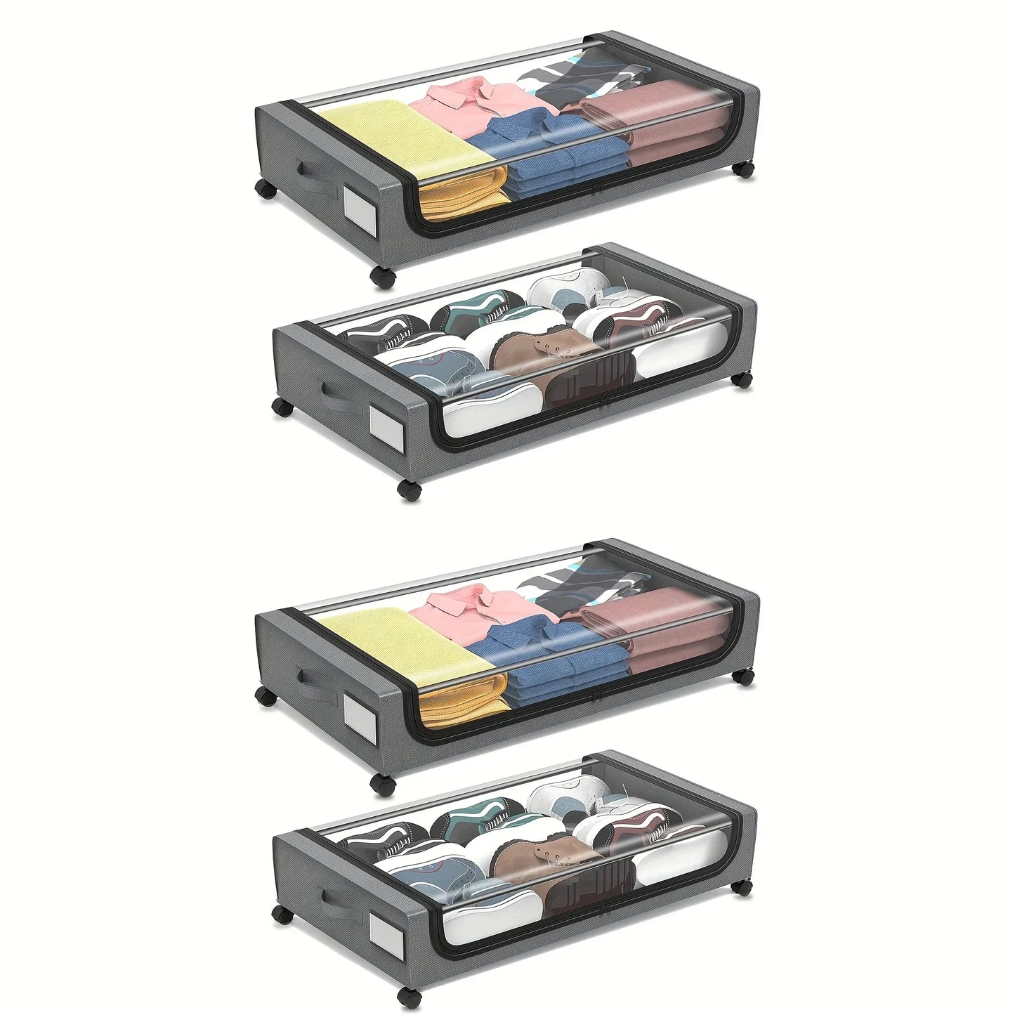 Underbed Storage Lockers with Wheels — Pull-Out Containers for Shoes & Clothes, Space-Saving for Dorms & Bedrooms