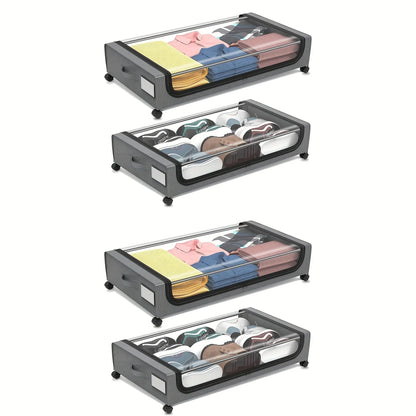 Underbed Storage Lockers with Wheels — Pull-Out Containers for Shoes & Clothes, Space-Saving for Dorms & Bedrooms
