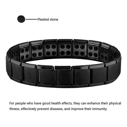 New Stainless Steel Black Germanium Magnetic Chain Bracelet – Health Care Energy Jewelry for Men & Women, Snoring Relief Bracelet