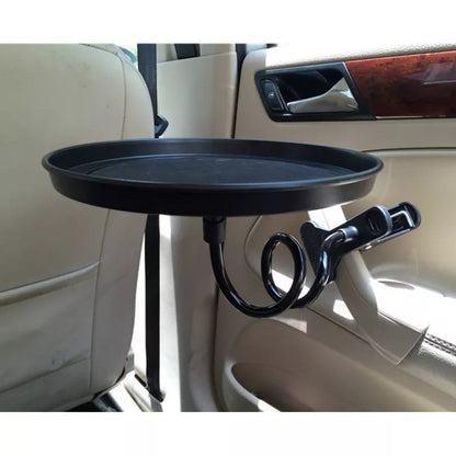 Car Food Tray with Clamp Bracket - Folding Dining Table Drink Holder, Back Seat Water Cup Holder, Car Swivel Tray Pallet