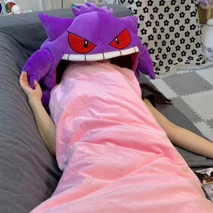 Cartoon Anime Pokémon Gengar Sleeping Pillow – Dual-Purpose Nap Blanket & Plush Toy Doll