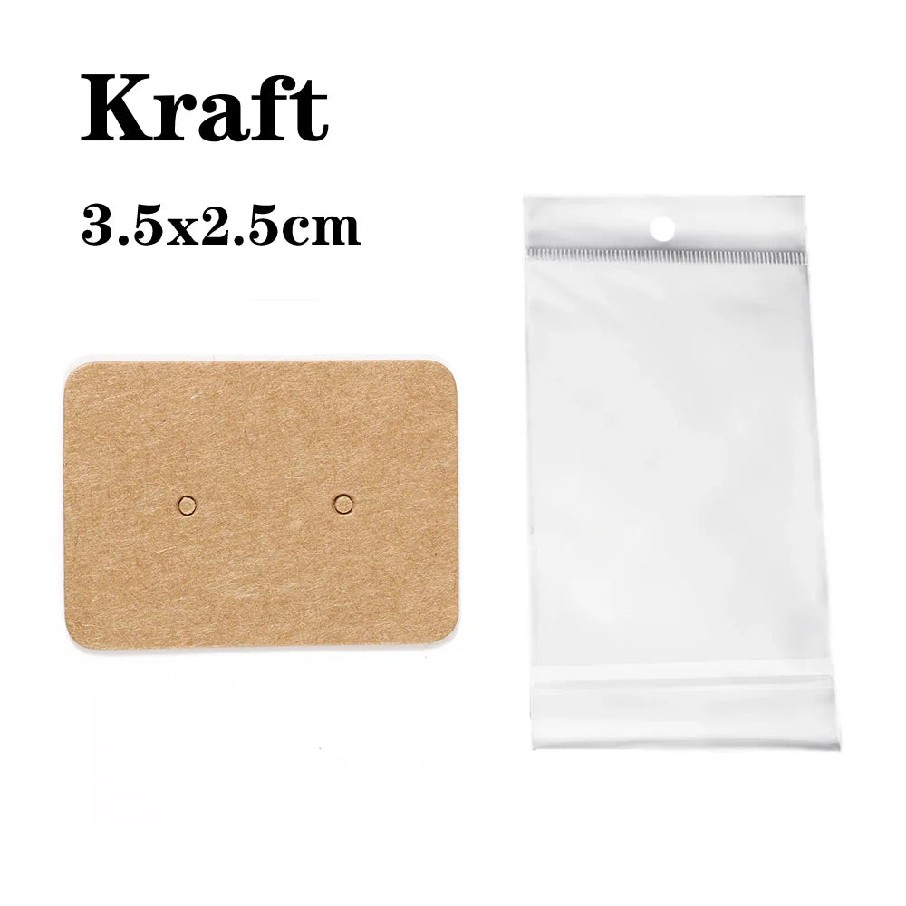50 Sets Earring & Necklace Display Cards with Self-Seal Kraft Paper Bags – DIY Jewelry Packaging