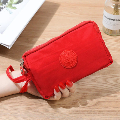 Large-Capacity Three-Zipper Wallet & Handbag – Retro Mobile Phone Bag & Portable Fashion Storage for Women & Students