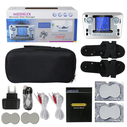 12 Modes Digital Electric Pulse Massager – TENS EMS Muscle Stimulator for Pain Relief & Body Therapy