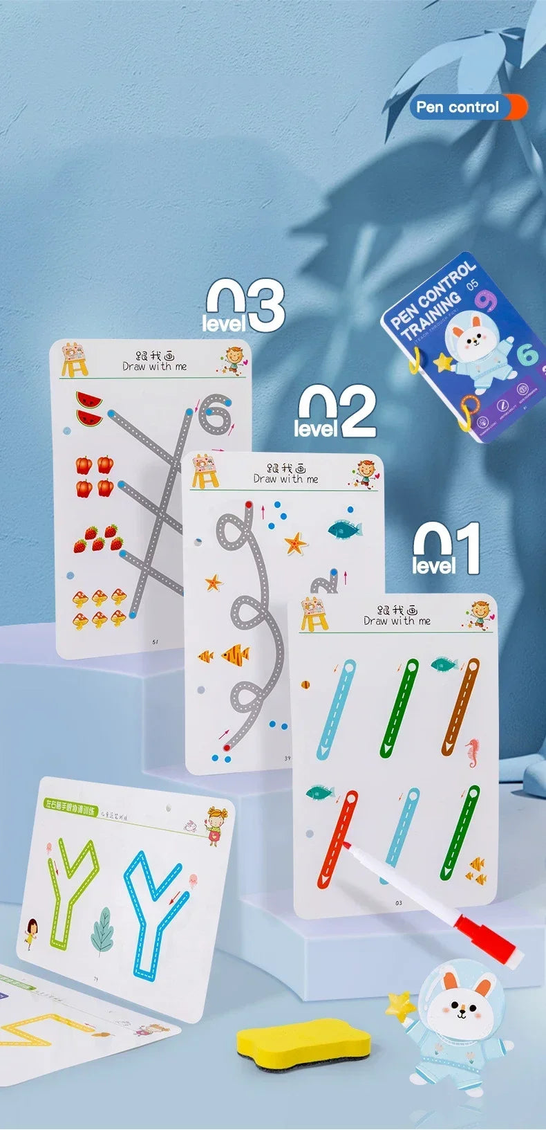 Magical Tracing Workbook — Reusable Montessori Drawing & Handwriting Practice Book for Children