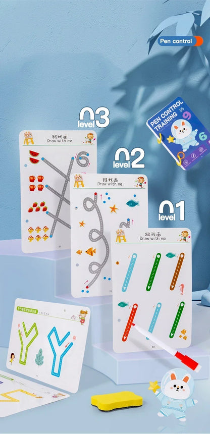 Magical Tracing Workbook — Reusable Montessori Drawing & Handwriting Practice Book for Children