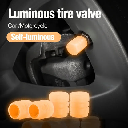 12Pcs Luminous Valve Stem Caps - Fluorescent Night Glowing Wheel Hub Caps for Motorcycle, Bicycle and Car Tyres