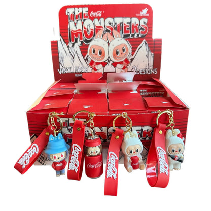 12pcs Labubu Monster Coca Cola Mini Doll Keychains — 4 Styles Action Figures for Kids
