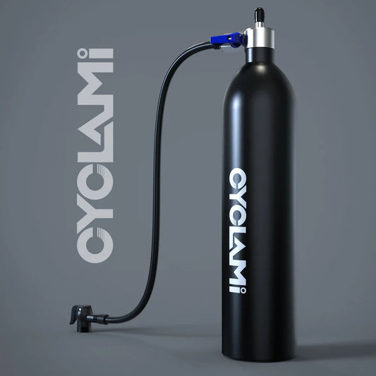 CYCLAMI 1.2L Aluminum Alloy MTB Road Tire Inflator – Valve Gas Cylinder for Tubeless 29" Bike Tires