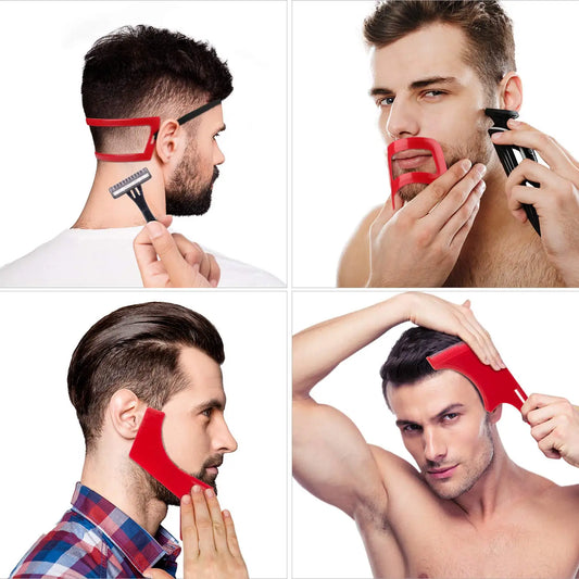 Haircut & Beard Grooming Kit – Neckline, Goatee & Hairline Shaping Template for Men, Barber Hair Cutting Tool