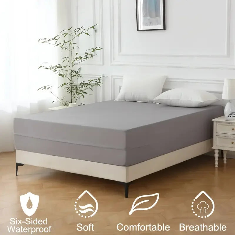 6-Sided Waterproof Mattress Protector - Dustproof Zipper Encasement Soft Comfortable Bed Cover
