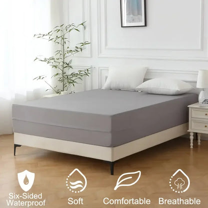 6-Sided Waterproof Mattress Protector - Dustproof Zipper Encasement Soft Comfortable Bed Cover
